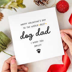 Valentine's Day Card for Dog Dad I Woof You Personalised Dog Owner Card from Dog Name Cute Funny Pet Lover Gift Card for Him