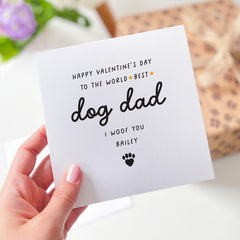 Valentine's Day Card for Dog Dad I Woof You Personalised Dog Owner Card from Dog Name Cute Funny Pet Lover Gift Card for Him