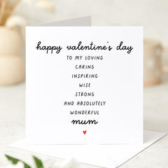 Valentine's Day Card for Mum Loving Caring Inspirational Gift for Mother Thoughtful Card for Mom Unique Valentines Day Gift Idea