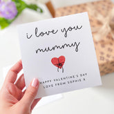 Valentine's Day Card for Mummy from Daughter or Son with Name Personalised I Love You Card for Mum Cute and Heartfelt Gift for New Mum