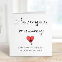 Valentine's Day Card for Mummy from Daughter or Son with Name Personalised I Love You Card for Mum Cute and Heartfelt Gift for New Mum