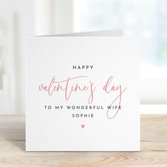Valentine's Day Card for Wife Personalised Romantic Card for Her Custom Name Happy Valentines Day Card for Wonderful Wifey Thoughtful Gift