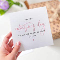 Valentine's Day Card for Wife Personalised Romantic Card for Her Custom Name Happy Valentines Day Card for Wonderful Wifey Thoughtful Gift