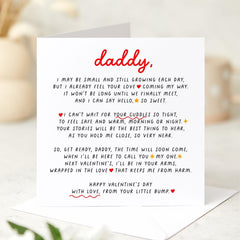 Valentine's Day Card from the Bump to Daddy Cute Pregnancy Announcement Card Thoughtful Message from Unborn Baby to Dad Unique Keepsake