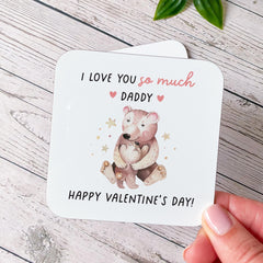 Valentine's Mug for Daddy Bear I Love You Cute Coffee Cup Coaster Daughter Son Adorable Gift