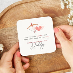 Valentine’s Mug for Daddy from Daughter Cute Coffee Cup Coaster Unique First Gift for Dad