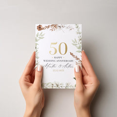 Wedding Anniversary Card for Couple ANY YEAR 10th 20th 30th 40th 50th Elegant Floral Design Personalised with Names and Date Celebration