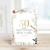 Wedding Anniversary Card for Couple ANY YEAR 10th 20th 30th 40th 50th Elegant Floral Design Personalised with Names and Date Celebration