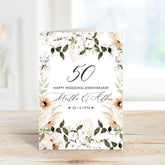 Wedding Anniversary Card for Couple Elegant Floral Personalised Any Year Custom Name Date Keepsake Gift Idea 20th 30th 40th 50th 60th 70th