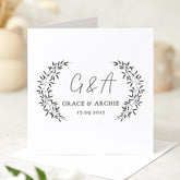 Wedding Anniversary or Engagement Card – Custom Initials Names and Date – Modern Minimal Design for Couples – Keepsake Gift Card for Her Him