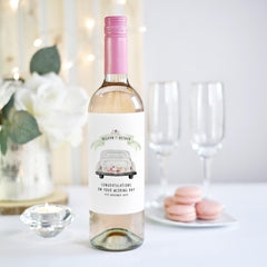 Wedding Day Wine Prosecco Bottle Sticker Personalised Label Gift for Couple Bride and Groom Custom Congratulations Wine Tag