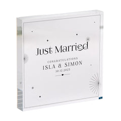 Wedding Gift for Couple Just Married Acrylic Plaque with Names and Date Keepsake for Wife Husband or Newlyweds