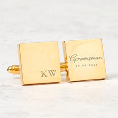Wedding Gift for Groomsman Personalised Cufflinks with Initials and Date Custom Wedding Role Keepsake for Groomsmen or Best Man