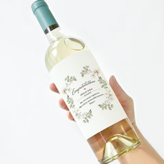 Wedding Gift Wine Label Elegant Floral Bottle Sticker Custom Names and Date Romantic Keepsake Gift for Newlyweds Housewarming