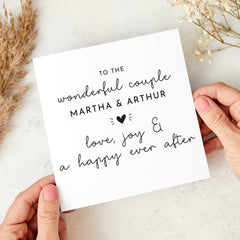 Wedding or Engagement Card for Couple Personalised with Names Cute Heartfelt Message of Love Joy and a Happy Ever After Unique Keepsake Gift