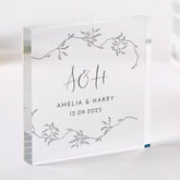 Wedding or Engagement Gift for a Couple Acrylic Plaque Custom Initials & Date Gift for Newlywed, Anniversary or Couple Celebration Keepsake