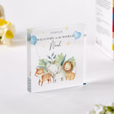 Welcome Baby Gift Personalised New Baby Gift Acrylic Plaque Welcome to the World Keepsake Nursery Woodland Animal Decor Baby Shower Present