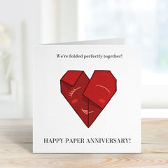 We'Re Folded Perfectly Together! Happy Paper Anniversary Happy 2Nd Wedding Anniversary Card Happy Second Wedding Greetings Card For Couple