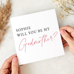 Will You Be My Godmother Card – Elegant Proposal Card for Godmother – Custom Name Option – Minimalist Keepsake for Christening or Baptism