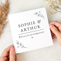 Will You Be My Godparents Card Personalised with Names – Elegant Proposal Card for Godmother and Godfather – Baptism or Christening Keepsake