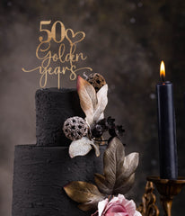 Wooden 50th Golden Years Cake Topper / Golden Anniversary Birthday Custom Anniversaries Decor GY78