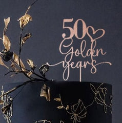 Wooden 50th Golden Years Cake Topper / Golden Anniversary Birthday Custom Anniversaries Decor GY78