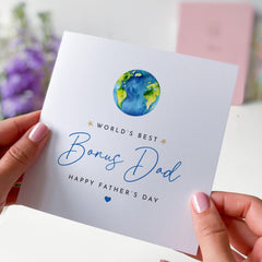 World’s Best Bonus Dad Father’s Day Card Thoughtful Stepdad Keepsake Gift Card for Step Dad