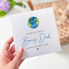 World’s Best Bonus Dad Father’s Day Card Thoughtful Stepdad Keepsake Gift Card for Step Dad