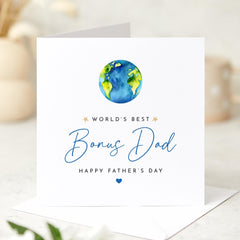 World’s Best Bonus Dad Father’s Day Card Thoughtful Stepdad Keepsake Gift Card for Step Dad