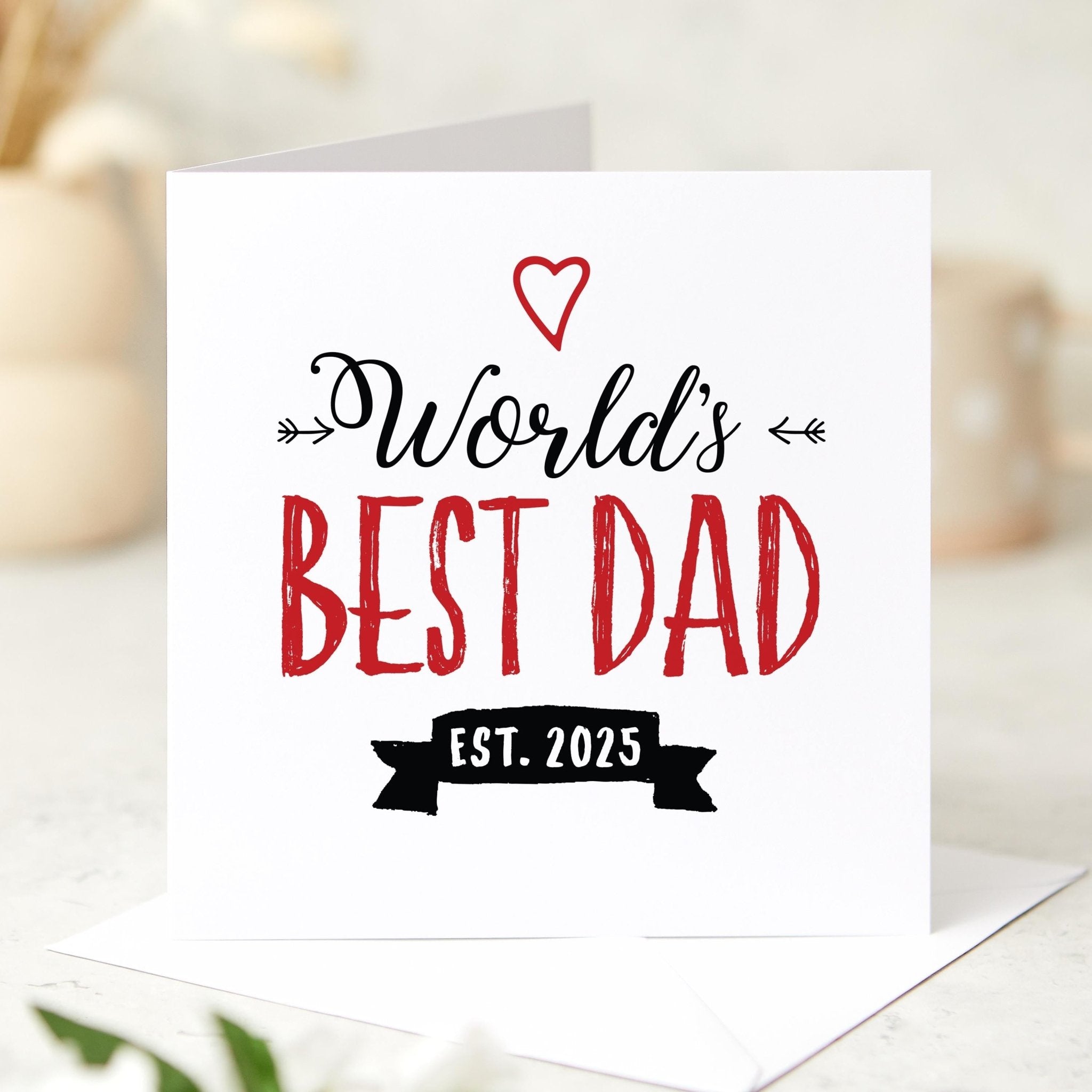 Worlds Best Dad Grandpa Stepdad Personalised Card Established Date Gift for Father’s Day Birthday New Dad or Grandfather