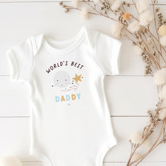 World's Best Daddy Baby Bodysuit or Bib “ Cute Star & Moon Design “ Special New Dad Father's Day Birthday Gift “ Keepsake from Baby Outfit
