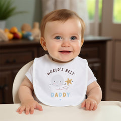 World's Best Daddy Baby Bodysuit or Bib “ Cute Star & Moon Design “ Special New Dad Father's Day Birthday Gift “ Keepsake from Baby Outfit