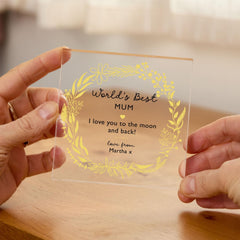 World’s Best Mum Acrylic Plaque Gift – Personalised Keepsake for Mother’s Day or Birthday