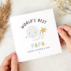 World’s Best Papa Father’s Day Card Cute Moon & Star Design Thoughtful Keepsake for Papa