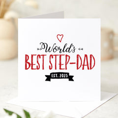 Worlds Best Step - Dad Card Stepdad Personalised Card Established Date Gift for Father’s Day Birthday Thank You New Step - Dad