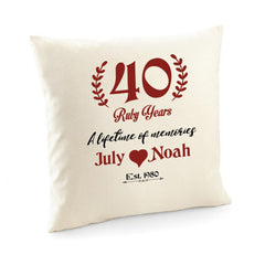 40 ruby years cushion cover, Personalised wedding anniversary gift