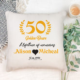 50 golden years cushion cover, Personalised wedding anniversary gift