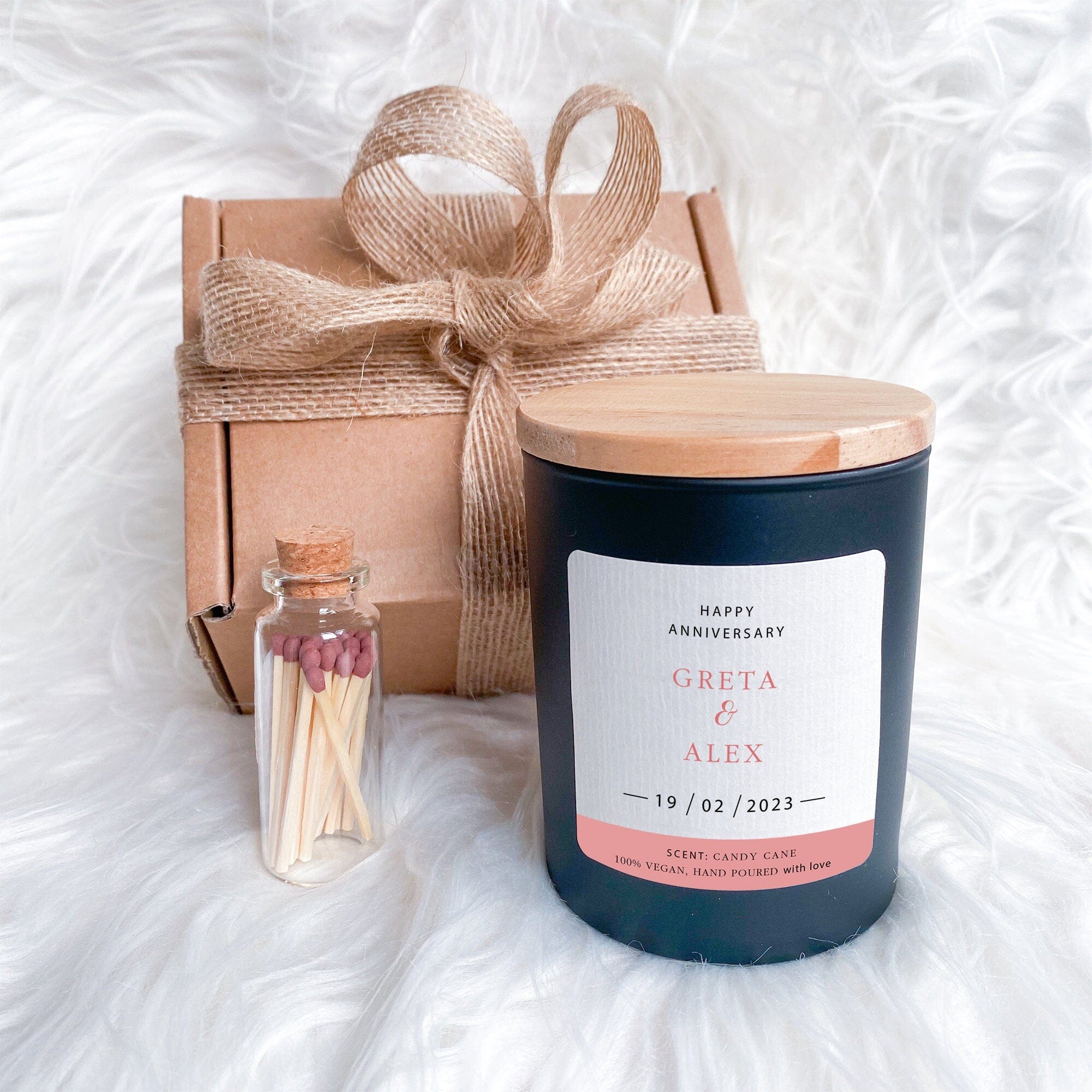 Anniversary candle for couple with names and date, Wedding Anniversary or Engagement Gift Soy Wax Scented Candle