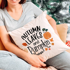 Autumn Leaves And Pumpkin Please Cushion, Autumn Home Decor, Fall Throw Pillow