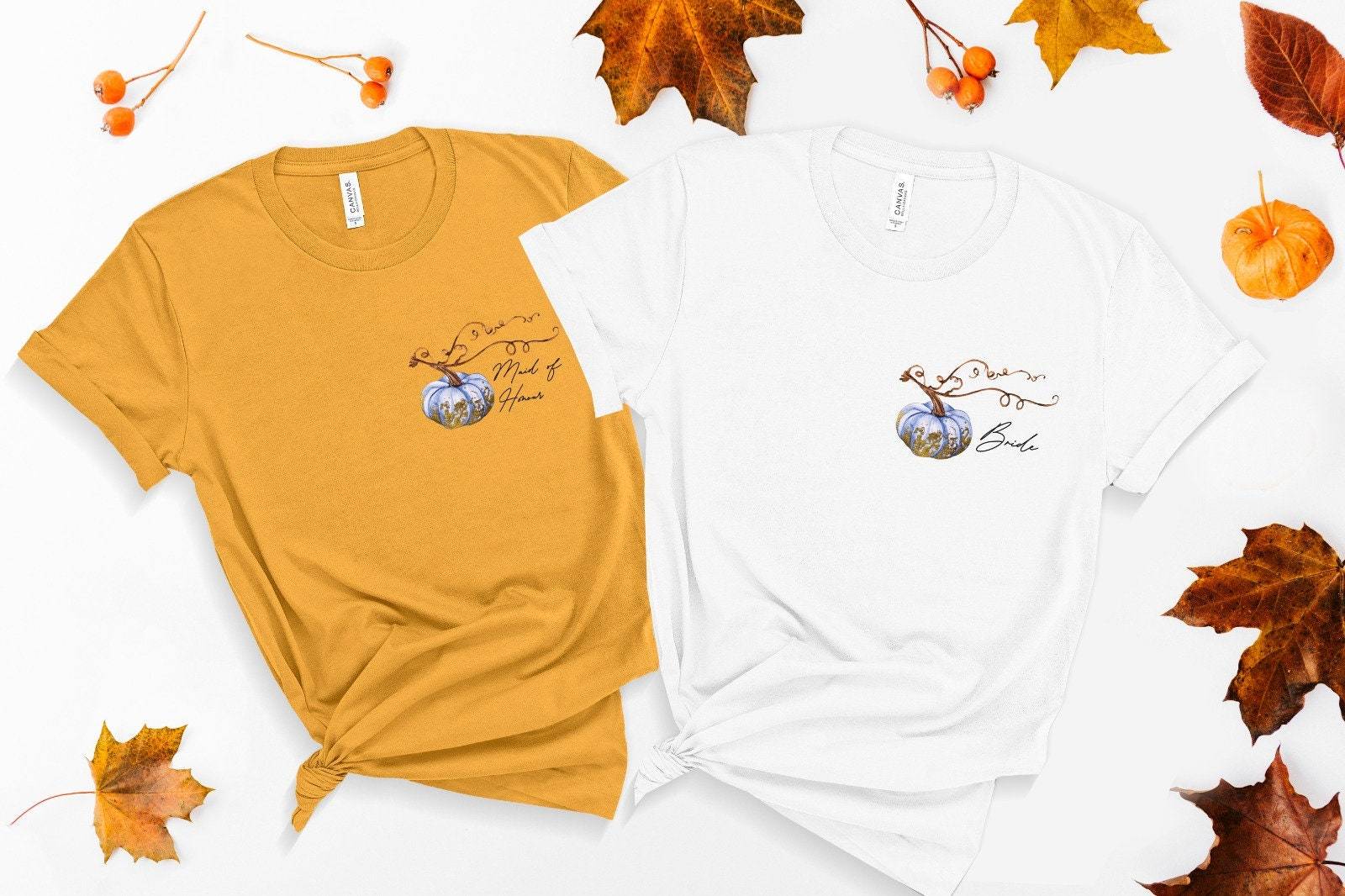 Autumn wedding Bride and team T-shirt, Pumpkin Bridal party