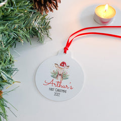 Baby first Christmas tree ornament, Personalised reindeer design with name, My 1st Xmas 2023