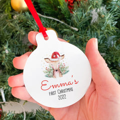 Baby first Christmas tree ornament, Personalised reindeer design with name, My 1st Xmas 2023