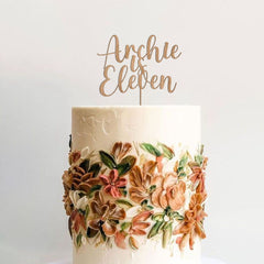 Birthday Wooden Cake Topper with Name and Age, Personalised Kids Party Decor, Custom First Birthday AF9