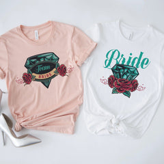 Bride and team T-shirt, Diamond & rose, Bridal party, Tattoo Rock'n roll