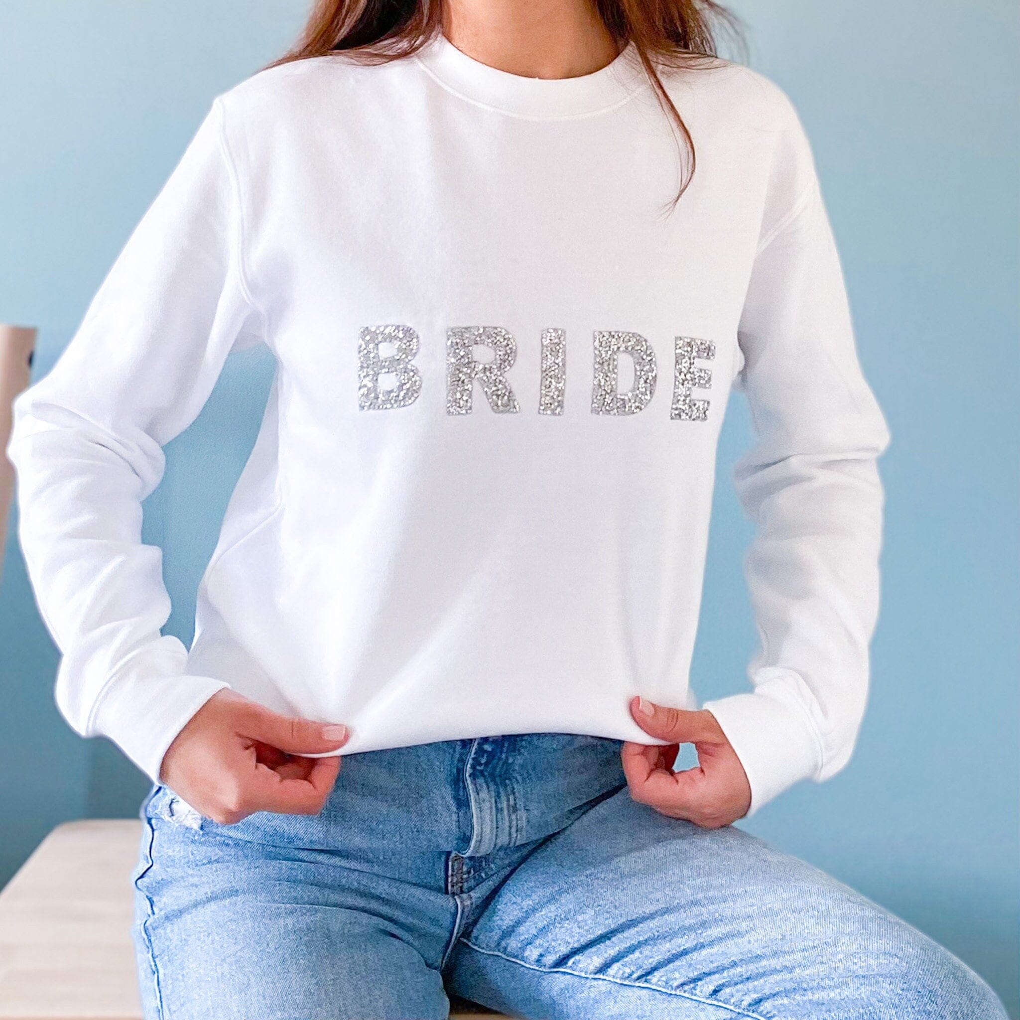 Bride sweatshirt with sparkly rhinestone letters Bride to be jumper Bridal Shower Engagement Gift