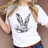 Bunny and flower t-shirt, Gift for her, Women trendy tshirt, Spring concept