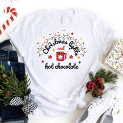 Christmas lights and hot chocolate T-shirts, 2020 Matching Family Christmas outfit