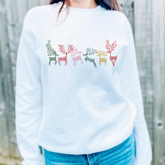 Christmas Reindeer Jumper For Her and Him, ADULT KIDS Size, UNISEX Modern Xmas Sweatshirt