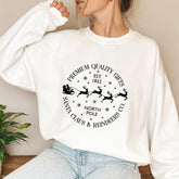 Christmas Sweatshirt, Xmas Outfit, Unique Design Santa Claus And Reindeers Co., Retro Sweatshirt