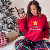 Colourful Merry Christmas jumper, Unisex Adult, Young, Kids sizes, Xmas gift